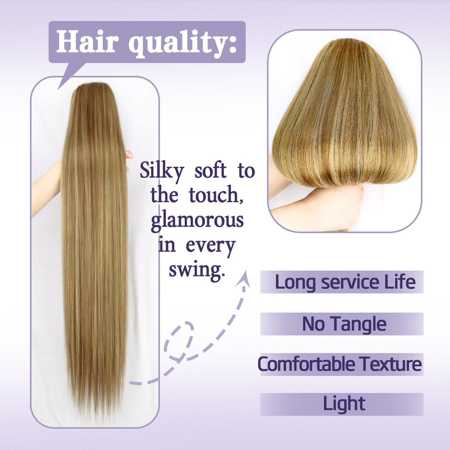 ORSUNCER Drawstring Ponytail Extension, Long Straight Pony Tails Hair Extensions Natural Soft Clip in Ponytail for Women Synthetic Hairpieces
