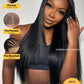 Sunber Yaki Straight Human Hair Bye Bye Knots Pre Cut Lace 7x5 Lace Front Glueless Wig Put On Go Light Yaki Straight Wigs Pre Bleached Invisible Knots 150% Density with Baby Hair 18Inch for Beginner
