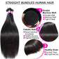 PINJUOO Straight Bundles Human Hair 16 18 20 inch 100% Unprocessed Virgin Remy Hair Bundles Weave 3 Bundles Raw Hair Extensions Natural Color for Women