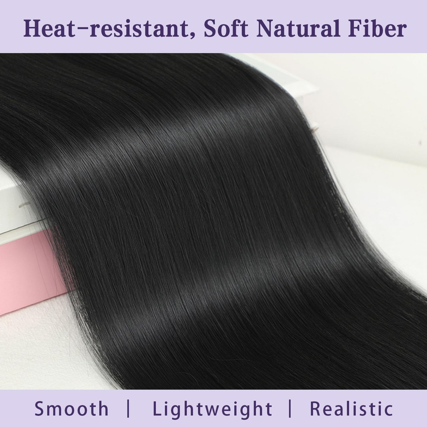 ORSUNCER Drawstring Ponytail Extension, Long Straight Pony Tails Hair Extensions Natural Soft Clip in Ponytail for Women Synthetic Hairpieces Black