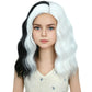 DUDUWIG Girls Black and White Wig Kids Short Half Black and Half White Wavy Curly Bob Wig Children Black White Wig for Halloween Cosplay