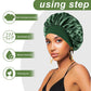 4PCS Silk Bonnet for Sleeping - Hair Satin Bonnets for Black Women Men,Wrap Cap for Curly Hair,Elastic Wide Band Bonnet Shower Cap for Sleeping (Purple & Pink & Pale Green & Black)