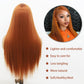 Fugady Long Ginger Glueless Wig 13x4 Orange Straight Heat Resistant Synthetic Fiber Lace Front Wig Dark Ginger Pre Plucked 200 Density Hd Lace Wig With Baby Hair Colorful Wigs For Women 26 inches