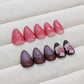 24Pcs Red Purple Almond Press on Nails Spring Summer Flower Fake Nails Glossy Full Cover Nails Press ons 3D Flower Nail Art Reusable False Nails Artificial Medium Stick on Nails for Women Girls