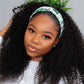 Kinky Curly Headband Wig Human Hair 18 Inch Headband Wigs for Women Human Hair Glueless None Lace Front Curly Wave Wigs Brazilian Virgin Hair Wear and Go Glueless Wig 150% Density Natural Black Color