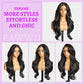 Eawwii 13x4 HD Lace Front Glueless Wigs for Women Black Long Layered Wave Wig Natural Hairline Heat Resistant Synthetic for Daily Use Beginner Friendly 26 Inch