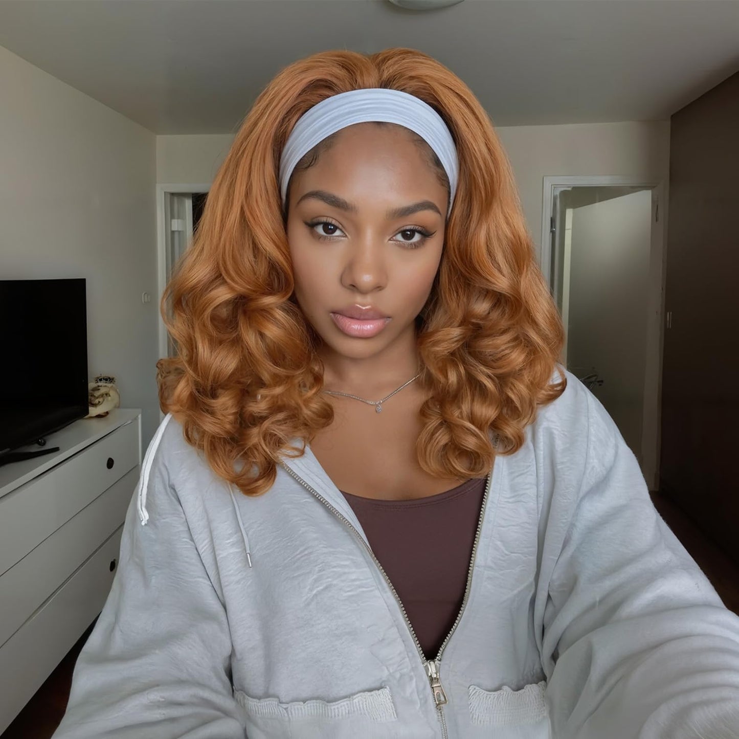 Quantum Love Yaki Curly Headband Wigs for Black Women Kinky Straight Brown Blonde Headband Curly Ends Synthetic Wear and Go Glueless half Wig with Headbands Attached