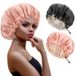 Atudew Satin Bonnet, 2PCS Silk Bonnet, Hair Bonnet for Black Women for Curly Hair Sleeping, Silk Sleeping Cap, Satin Sleep Cap, Satin Night Cap, Hair Cap for Sleeping, Sleep Bonnet, Black & Pink