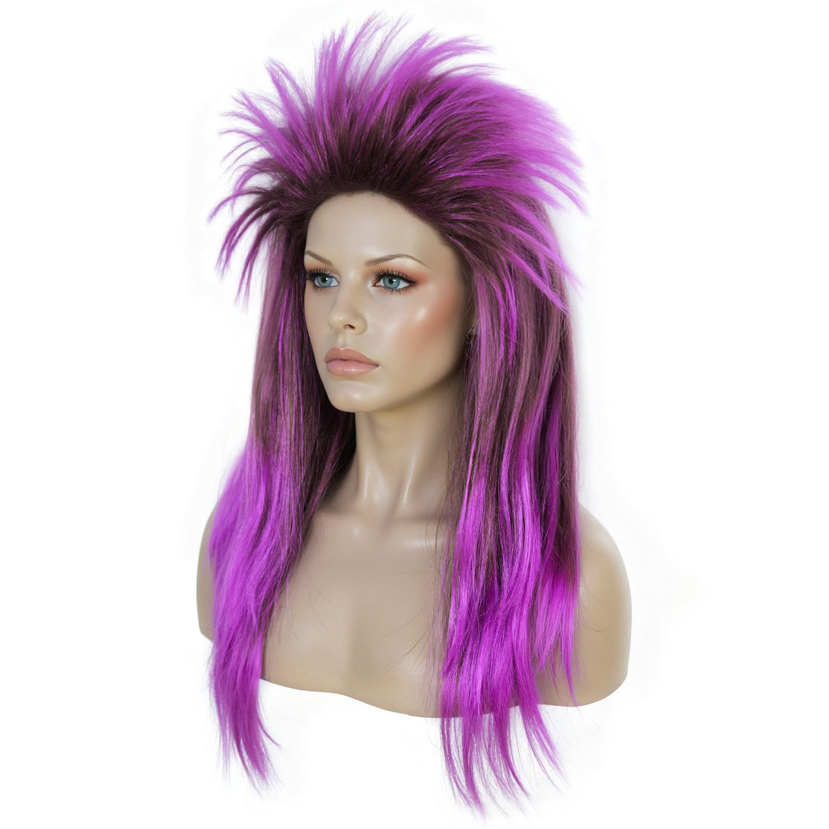 BESTBEL 80s Rocker Punk wig Ombre Purple Wig Rocking Diva Wigs Gothic Hair