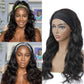 Headband Wig Human Hair Body Wave Headband Wigs for Black Women 20 Inch None Lace Front Wig Human Hair Wear and Go Glueless Wigs Machine Made Brazilian Virgin Human Hair Headband Wig Natural Color