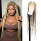 Olymei 360° Hd Full Lace Knotless Braided Wigs for Women Long Braided Lace Front Wigs with Baby Hair Light Brown Ombre Blonde Human Hair Blended Box Braid Wig 36"