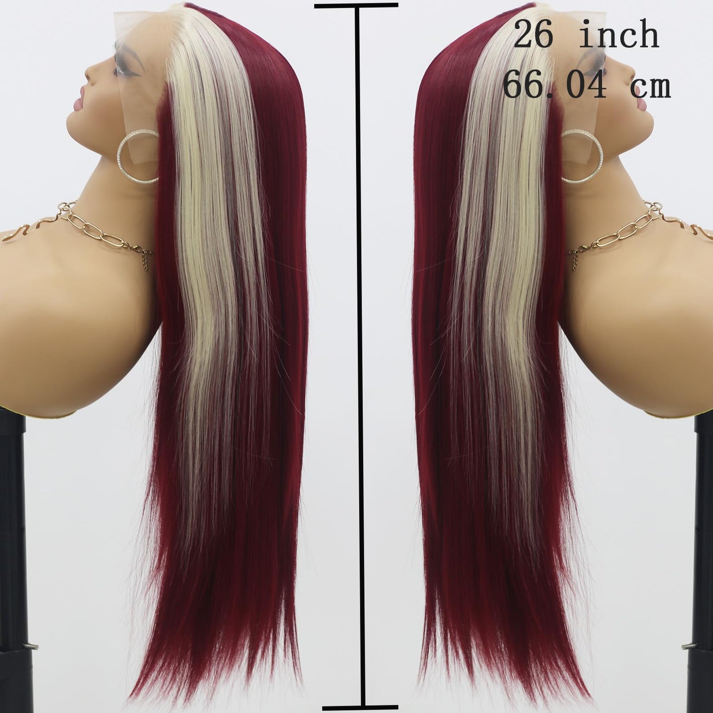 ANDRIA 13X4 HD Lace Front Wigs Straight Hair Glueless Lace Wigs 200% Density Blonde and Red Long Straight Natural Wig Pre Plucked Lace Frontal Wigs With Baby Hair For Black Women 26 Inches