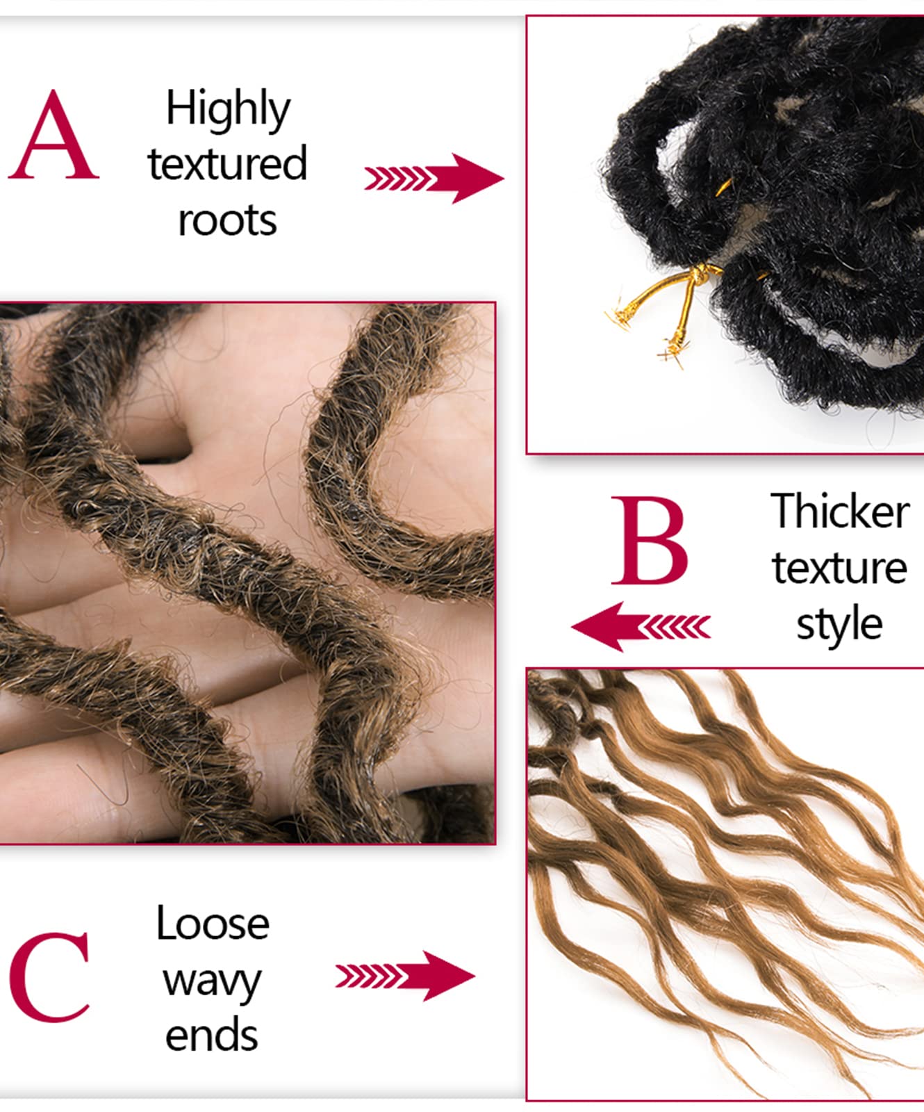 Faux Locs Crochet Hair 24Inch Goddess Locs Crochet Hair, 6Packs Crochet Locs Soft Locs Curly Ends Boho Faux Locs Synthetic Locs Crochet Hair Crochet Braids for Black Women Human Hair(1B/4/30, 24'')