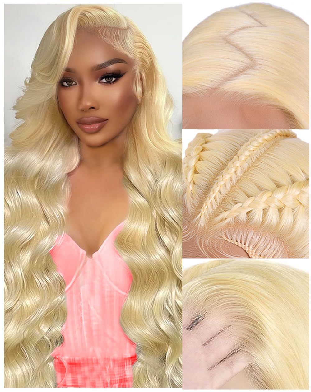 Femca 34 Inch 613 Lace Front Wig Human Hair 200 Density 13x6 Blonde Wig Human Hair 613 Transparent Body Wave Lace Front Wigs Human Hair Minimal Shedding Easily Stained No Tangle