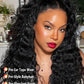 Sunber 4C Kinky Edges Water Wave Human Hair Wigs with Drawstring Bye Bye Knots Pre Cut 7x5 HD Lace Front Water Wave Glueless Wigs Put On and Go Pre Bleached Knots 180% Density 14Inch Beginner friendly