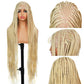 SUPERNOVA Blonde Full Lace Boho Braided Wig 613# Colored Synthetic Hair Box Braids Wig With Baby Hair Special Top Design Transparent Lace Long Highlight Knotless Braided Wigs For Black Women 36 Inch