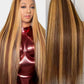 WOOMN 32 Inch Ombre Lace Front Wig Human Hair 13x6 HD Lace Frontal Straight Wigs Human Hair Pre Plucked 200 Density 4/27 Brown Highlight Wigs Colored Longer Life No Tangle No Shedding