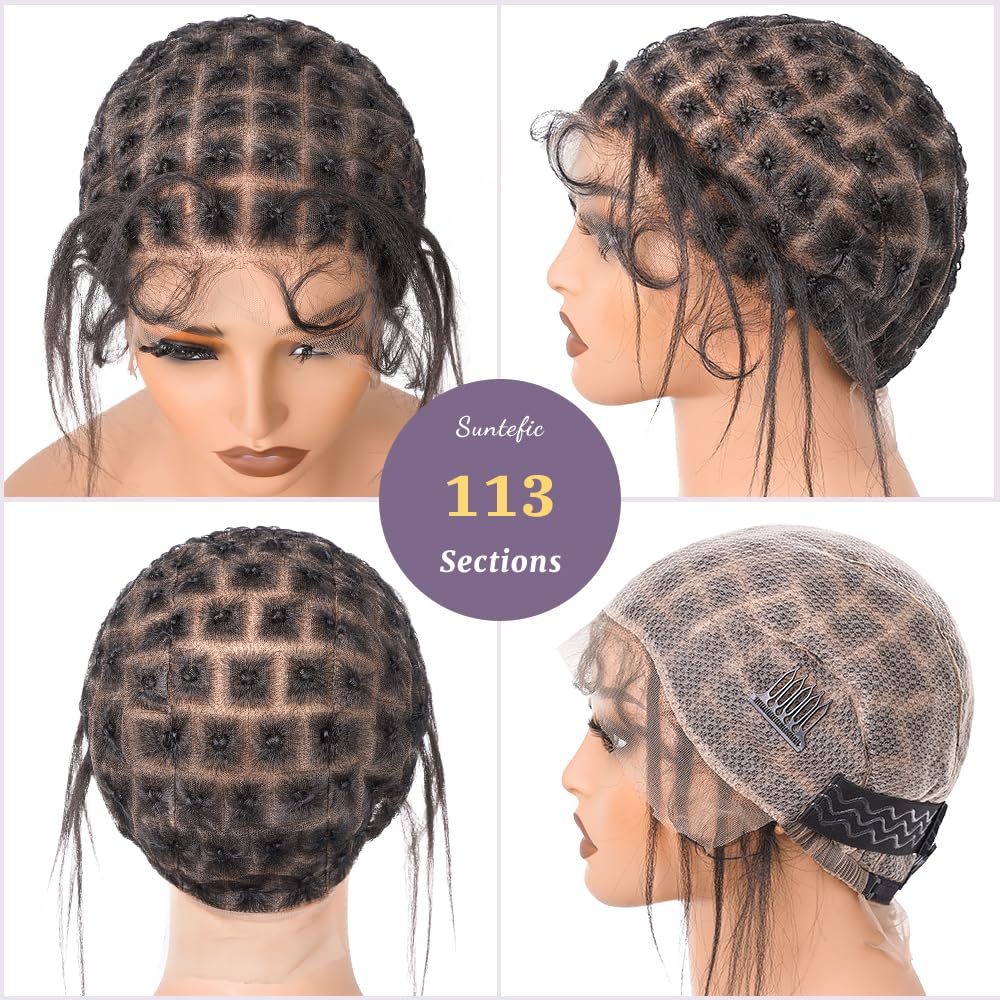 Suntefic Braided Wig Cap With Baby Hair Crochet Wig Cap For Crochet Braids Hair Glueless Double Full Hd Lace Wig Caps For Black Women (Black-113)
