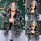 SISIFIRE Blue Blonde Highlight Lace Front Wigs for Women Pre-plucked Hairline Glueless 13X4 Inch Synthetic Lace Front Wig with Baby Hair Long Deep Wavy Wigs