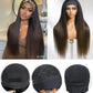 KLAIYI Ombre Brown Yaki Straight Headband Wig Human Hair Glueless Wear and Go Wig with Dark Roots Drawstring Chestnut Kinky Clip In Half Wigs for Black Women No Lace No Glue 30S Ready to Wear 26Inch