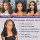 Hihmarm Curly Human Hair Wig 13x6 HD Lace Water Wave Frontal Wigs Human Hair Pre Plucked Wear And Go Deep Wave Frontal Glueless Wig for Black Women 180 Density Curly Wig Natural Black 18 Inch