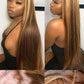Ladoux Ombre Honey Blonde 13x6 HD Transparent Straight Lace Front Human Hair Wigs for Women 180% Density 4/27 Colored Highlight Curly Glueless Straight Wigs 20Inch Pre Plucked with Baby Hair