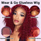 UCUVIC Wear And Go Glueless Wigs Human Hair Pre Plucked Pre Cut 5x5 Deep Wave Curly Bob Wig Human Hair Lace Front Closure Wigs For Black Women 200Density Wig Glueless Wear And Go Burgundy 16 Inch