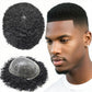 Blayzehair Afro Toupee for Black Men Kinky Curly Brazilian Human Hair Piece African American Wavy Hairpiece Full Poly Thin Skin PU Replacement System(8x10-120% Density,#1 Jet Black-8MM Wave)