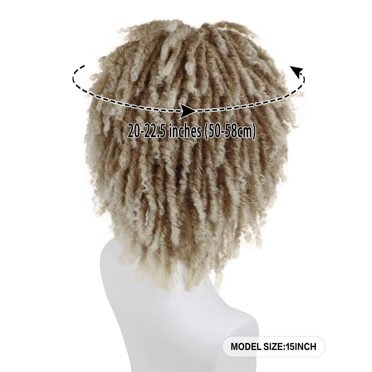 GNIMEGIL Mens Dreadlock Wig Ombre Blonde Curly Male Fake Dreads Hair Loc Short Braided Wig with Bangs Realistic Twist Rasta Wigs Halloween Costume Rocker Cosplay