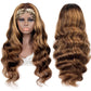 olimaruly Headband Wig Human Hair Body Wave for Black Women Highlight Ombre #4/27 Glueless Wigs Machine Made Wigs 150% Density (26 Inch Highlight Headband wig)