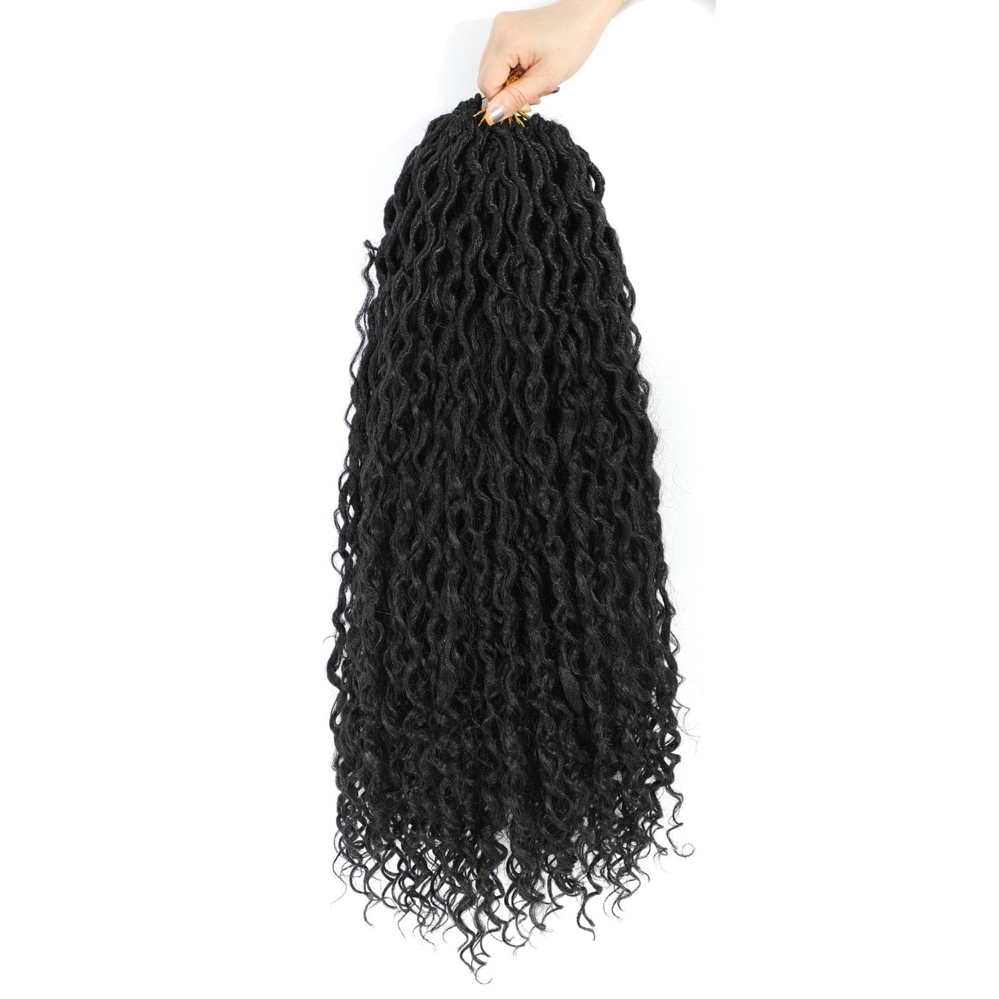 Col Bling 24 Inch 8 Packs Goddess Locs Crochet Hair Natural Looking, Bohemian River Goddess Crochet Braiding Hair Trendy & Edgy Faux Locs Crochet Hair Fashion for Women Kids (#1B)