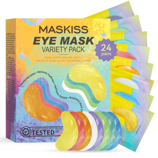 Maskiss Under Eye Patches Variety Pack (24 Pairs), Easter Gifts for Women, Eye Masks for Dark Circles Puffy Eyes With 8 Colors (3 Pairs/Color), Vegan Skin Care Gifts for Women