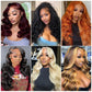 Highlight Ombre 13x4 Lace Front Wigs Human Hair 4/27 Colored Body Wave Honey Blonde 9A Glueless HD Transparent Lace Frontal Wigs for Women 180% Density Human Hair Pre Plucked with Baby Hair 18 Inch