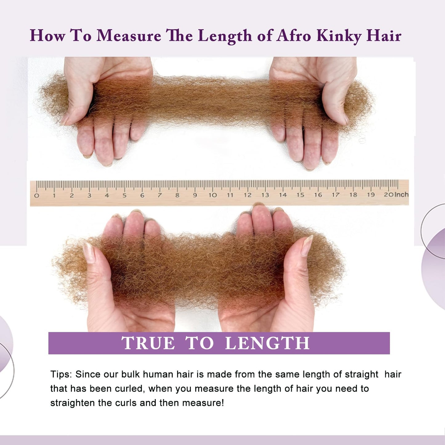 Afro Kinkys Bulk Human Hair for Braiding 30# Afro Kinky-curly Human Hair Bulk for Twist 10 Inch Quality Light Brown Kinkycurly Bundles for Mini Twists or Micro Locs Extensions