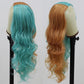 SISIFIRE Synthetic Wavy Wig Ombre Half Blue Small Lace Front Wig Heat Resistant Fiber Wigs for Cosplay Halloween Christmas Wigs