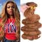 Brown Human Hair Bundle Color 30 Brown Body Wave Human Hair Bundles Real Unprocessed Human Hair 3 Bundles For Women Light Brown Body Wave Bundles Wet and Wavy Weave Bundles 8 10 12 inch
