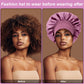 4PCS Silk Satin Bonnets for Black Women & Men - Elastic Wide Band Hair Wrap Cap for Curly Hair - Shower Cap for Sleeping (Black & Bean Paste Pink & Purple & Brown)