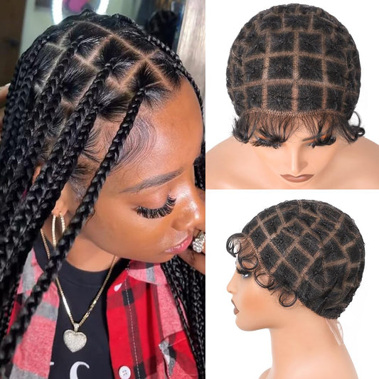 Suntefic Braided Wig Cap With Baby Hair Crochet Wig Cap For Crochet Braids Hair Glueless Double Full Hd Lace Wig Caps For Black Women (Black-69)