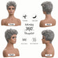 DOcute Gray Wig for Black People Pixie Cut Wig with Bangs Short Pixie, Curly Wig for Black Women, Fluffy Pixie Curly Wig for Women Natural Wavy Short Gray Pixie Cut (Grey)