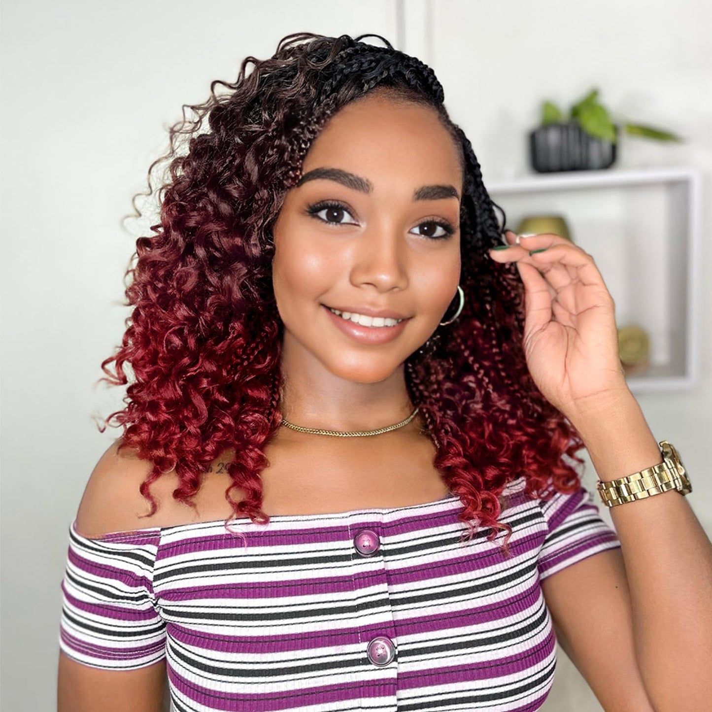 Yewell Goddess Box Braids Crochet Hair 12 Inch, 9 Packs Boho Box Braids for Black Women Pre-Looped (12Inch 9 Packs, T99J530)