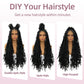 Janyuwool 36" Butterfly Locs Full Lace Knotless Braided Wigs for Black Women Lace Frontal Braid Wig Human Hair Blended Full Double Lace Braided Wig with Baby Hair Lace Front Locs Braids Wig (Black)