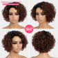 Rebecca Fashion Short Curly Human Hair Wigs for Black Women Cute Curly Bob Wig Side Part Brazilian Remy Non Lace Glueless Wigs Natural Looking Ombre Natural Color to Brown