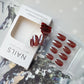 Short Press on Nails Oval Fake Nails Coffee Brown Acrylic Glue on Nails Almond Shape Magic Mirror Gel Acrylic Press on False Nail Kit Full Cover Reusable Stick on Nails for Women Girls 24PCS