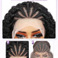 Quantum Love Braided Wigs for Black Women Braids Cornrows Lace Curly Wigs 16 Inch Lace Frontal Braided Fully Curly Bob Synthetic Glueless Wig