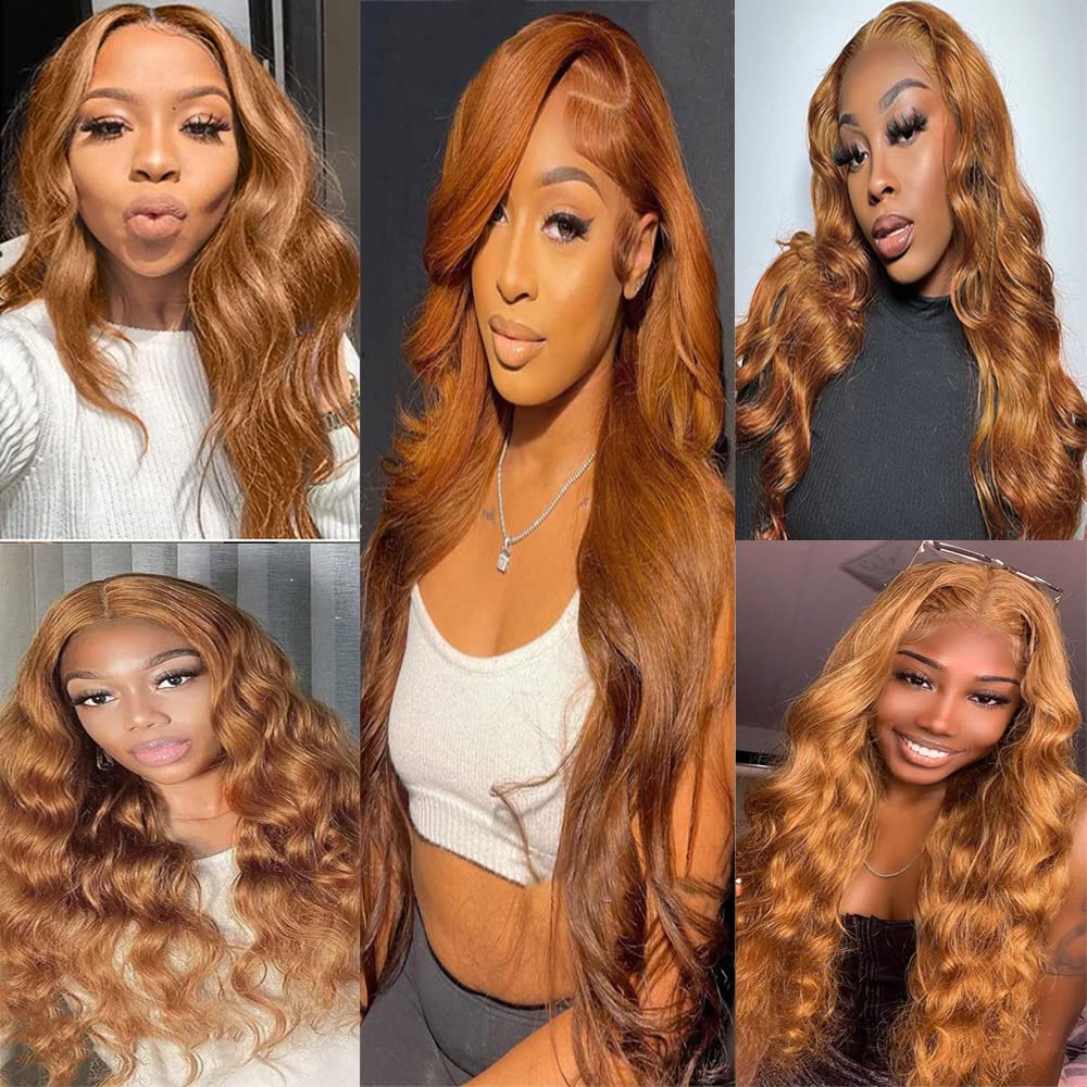 Brown Human Hair Bundle Color 30 Brown Body Wave Human Hair Bundles Real Unprocessed Human Hair 3 Bundles For Women Light Brown Body Wave Bundles Wet and Wavy Weave Bundles 8 10 12 inch