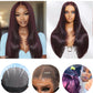 KLAIYI Black Cherry Layered Straight 13x4 Precut Lace Front Wigs Human Hair Bye Bye Knots Glueless Ready to Wear and Go Wig Drawstring Pre Plucked Bleached Dark Burgundy Wine Red Pre Everything 26Inch