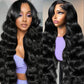 13x4 Body Wave Lace Front Human Hair 180% Density Human Wig with Body Hair HD Transparent Lace Front Wigs Natural Black Pre Plucked 100% Virgin Lace Frontal Human Hair Tangle Free for Women 30 inch