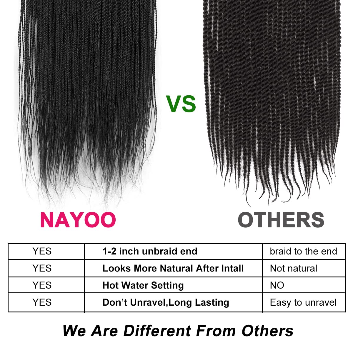 NAYOO Crochet Hair for Kids - 8 Packs 12 Inch Short Crochet Hair For Black Women, 30 Strands/Pack Small Crochet Twist Hair Hot Water Setting, Crochet Twist Braids Hair with Natural Ends(12 Inch, 1B)