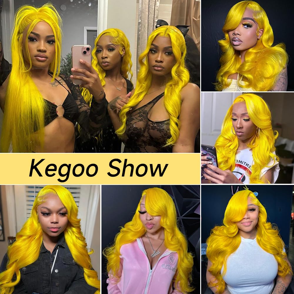 Yellow Lace Front Wig Human Hair 200% Density Yellow Human Hair Wig Body Wave Lace Front Wigs Human Hair Pre Plucked 13x4 HD Lace Frontal Wig Colored Wigs Human Hair 26 Inch