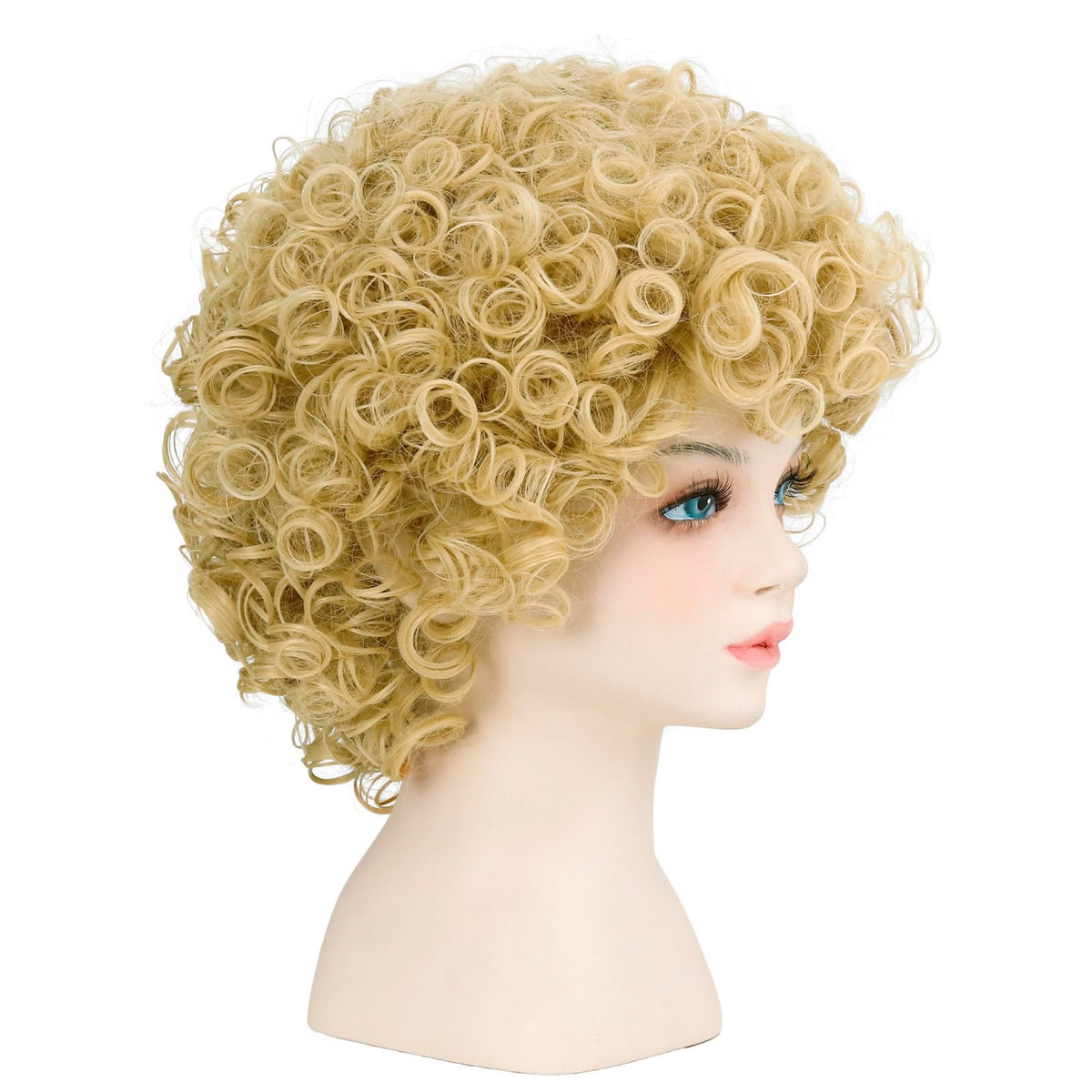incohair Unisex Blonde Wig 70s 80s Short Curly Hair for Girls & Boys Fluffy Synthetic Hair Stylish Costume Wig for Cosplay Party & Everyday Wear (Blonde)